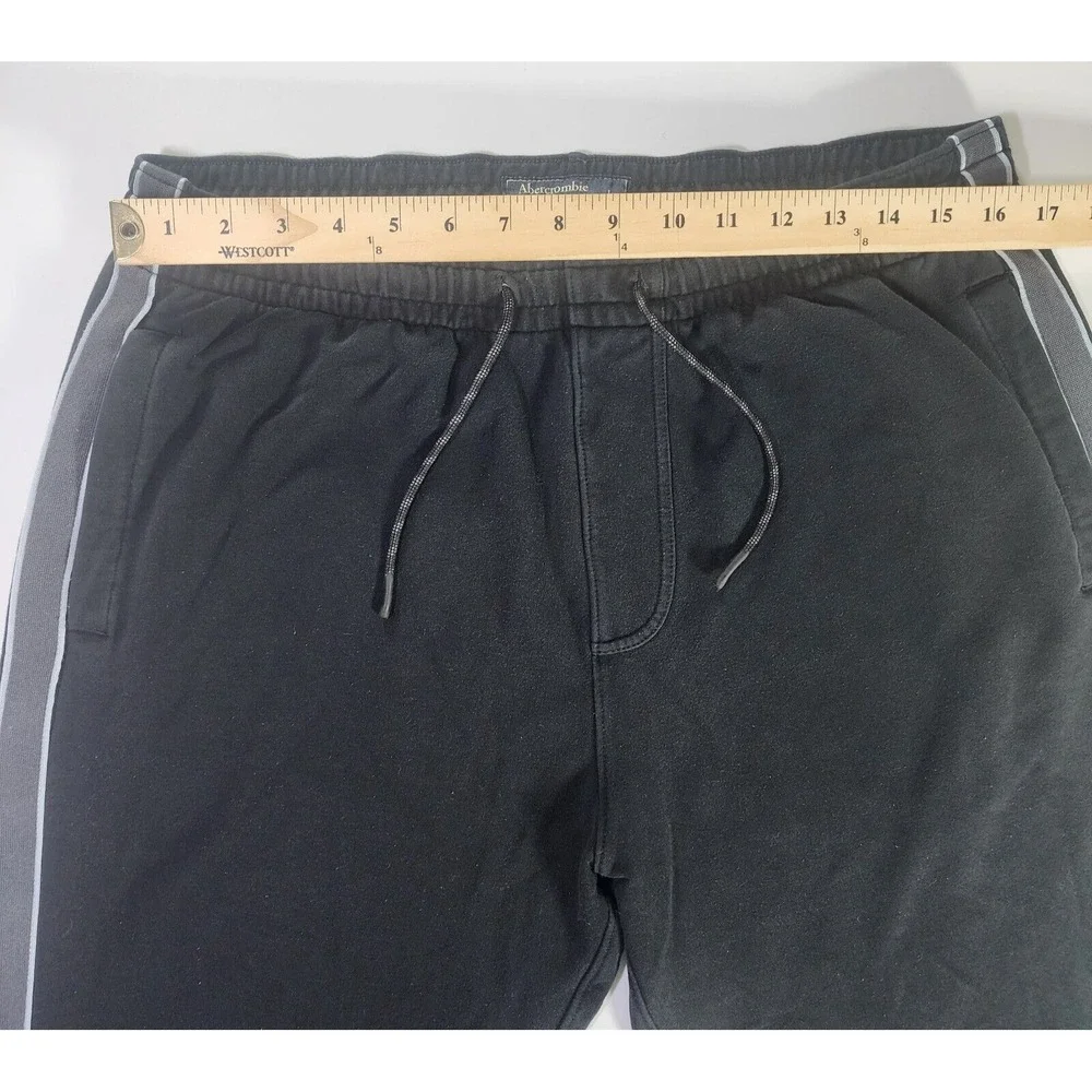 Abercrombie & Fitch Jogger Men Large Black Striped Activewear Pants Soft Fleece